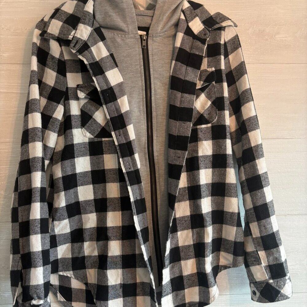 Flannel with built in hoodie S